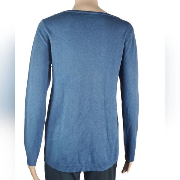 Eileen Fisher Blue Organic Cotton & Wool Blend Sweater - Picture 2 of 6